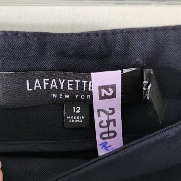 LAFAYETTE 148 | Virgin Wool Pants Stretchable Navy Side Zipper Sz 12 - Picture 3 of 5